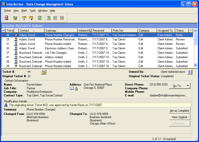 Managing Rules When Several Rule Sets Control a Contact